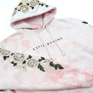 Civil Regime White Roses Hoodie In Tie-Dye Pink